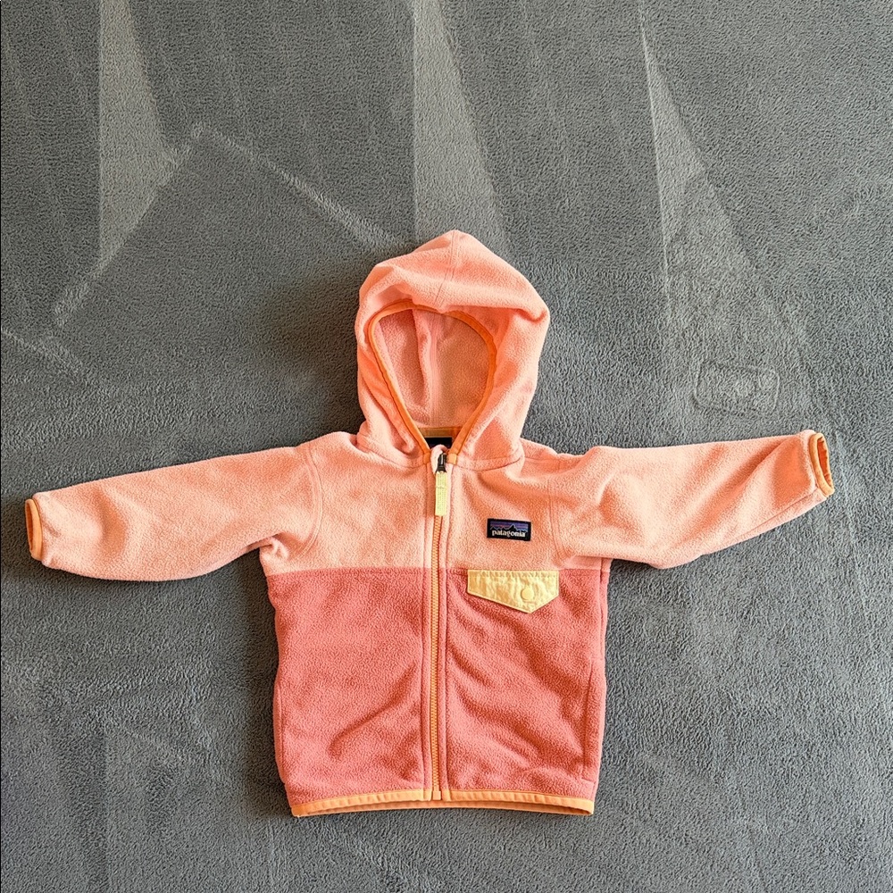 Patagonia Kids Two-Tone Peach & Coral Fleece Hoodie